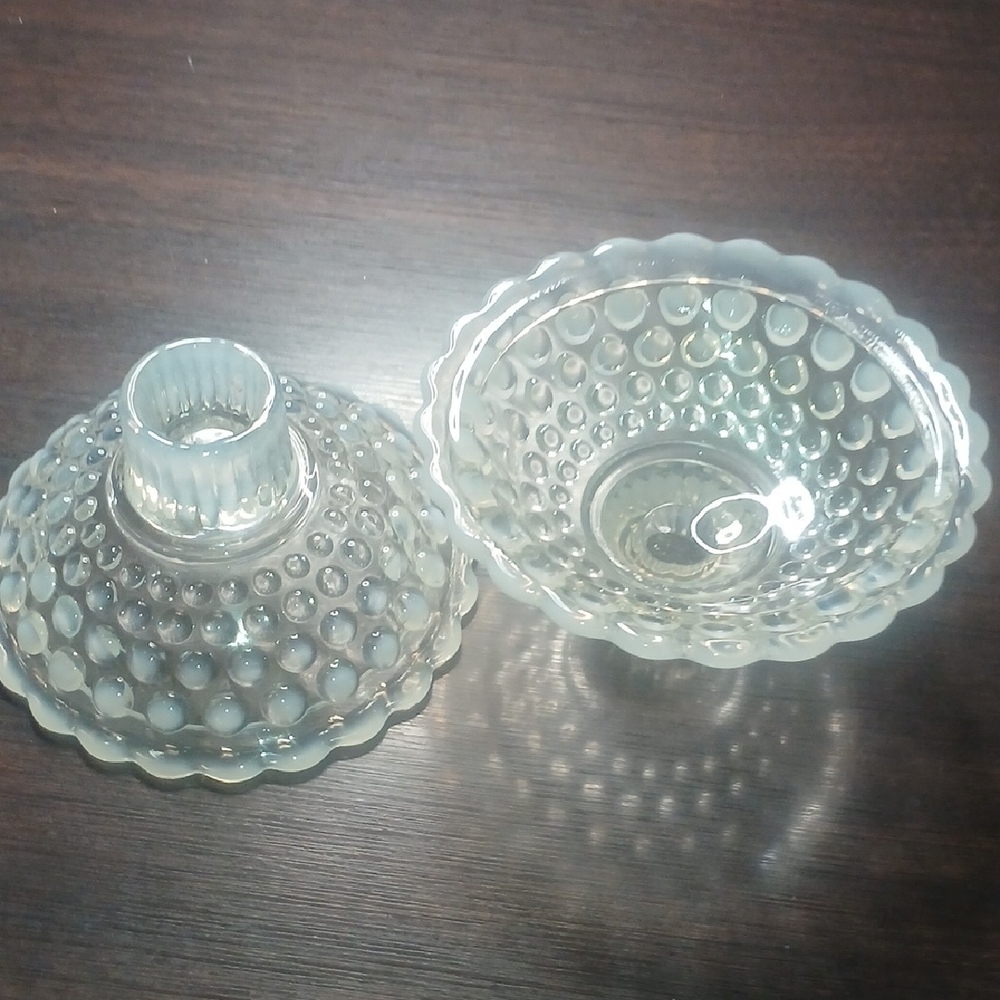 Clear Glass Hobnail Set Of Two Candlestick